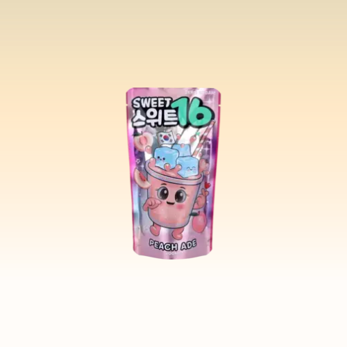Sweet16 Peach Ade Ade Zero Sugar Korean Pouch Drink - 200ml