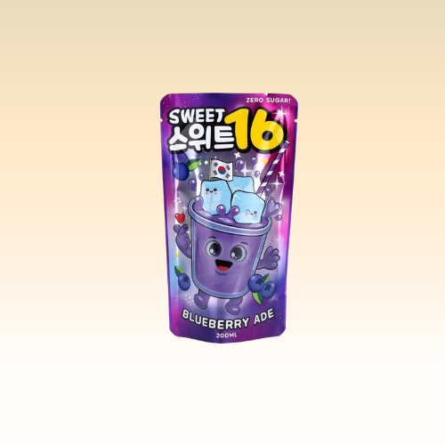 Sweet16 Blueberry Ade Zero Sugar Korean Pouch Drink - 200ml