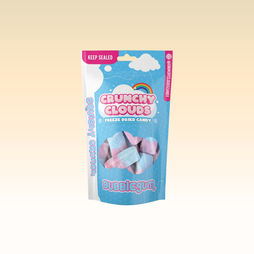 Crunchy Clouds Squishy Bubblegum Freeze Dried Sweets Pouch - 50g